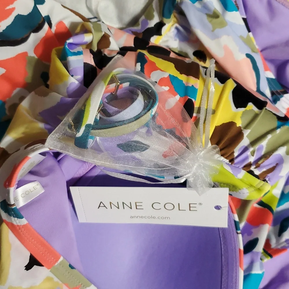 Anne Cole Women's Twist Front Top/Shirred One Piece Swimsuit Size 14  NWT - Picture 5 of 9